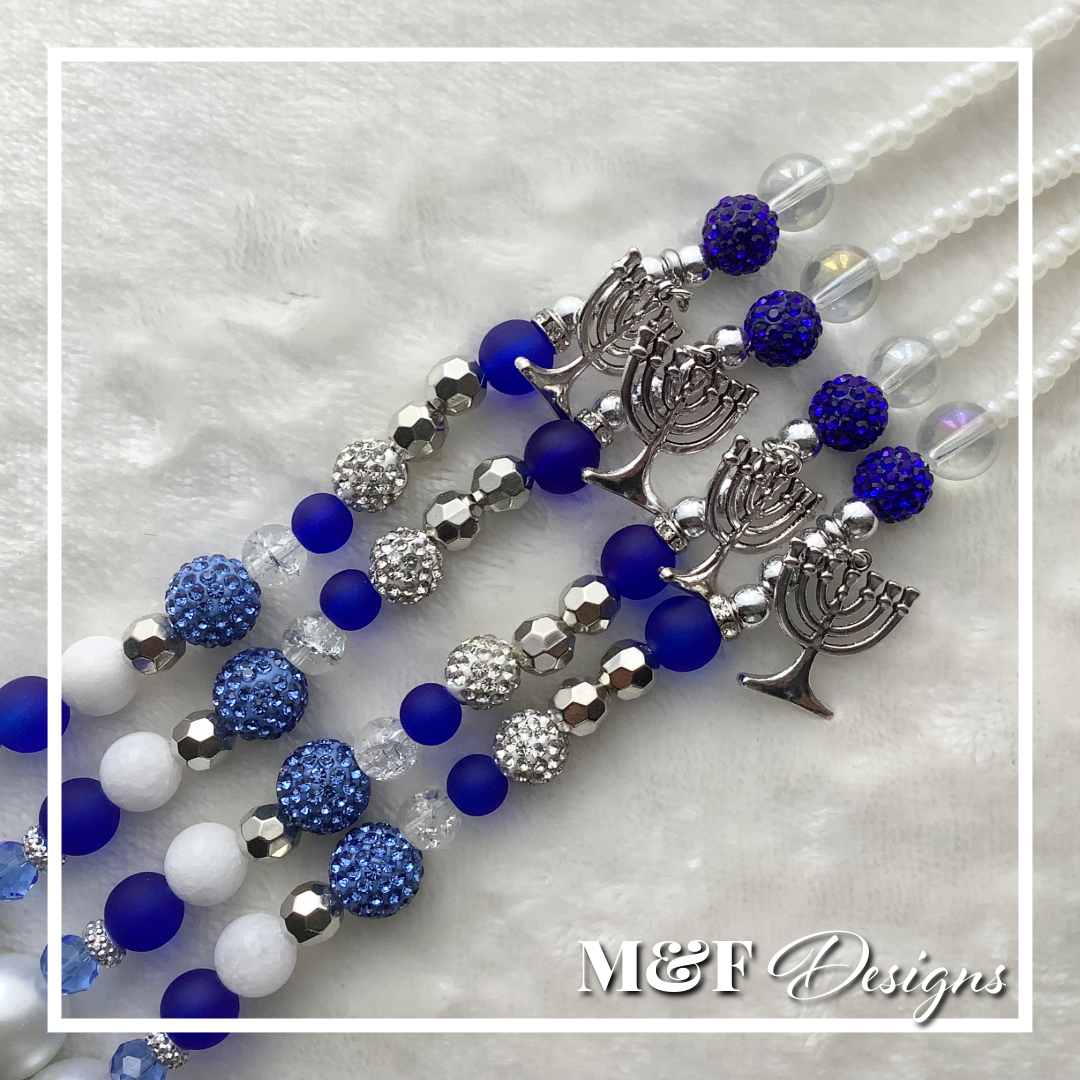 Beaded Tassel Set | 028 Royal Blue Silver