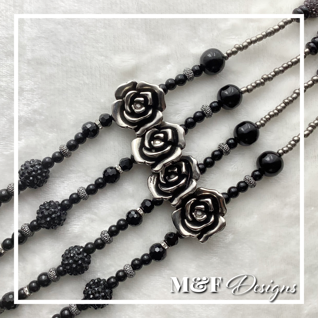 Beaded Tassel Set | 023 Black Rose
