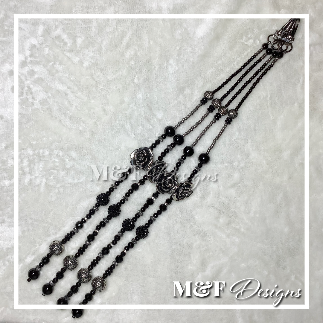 Beaded Tassel Set | 023 Black Rose