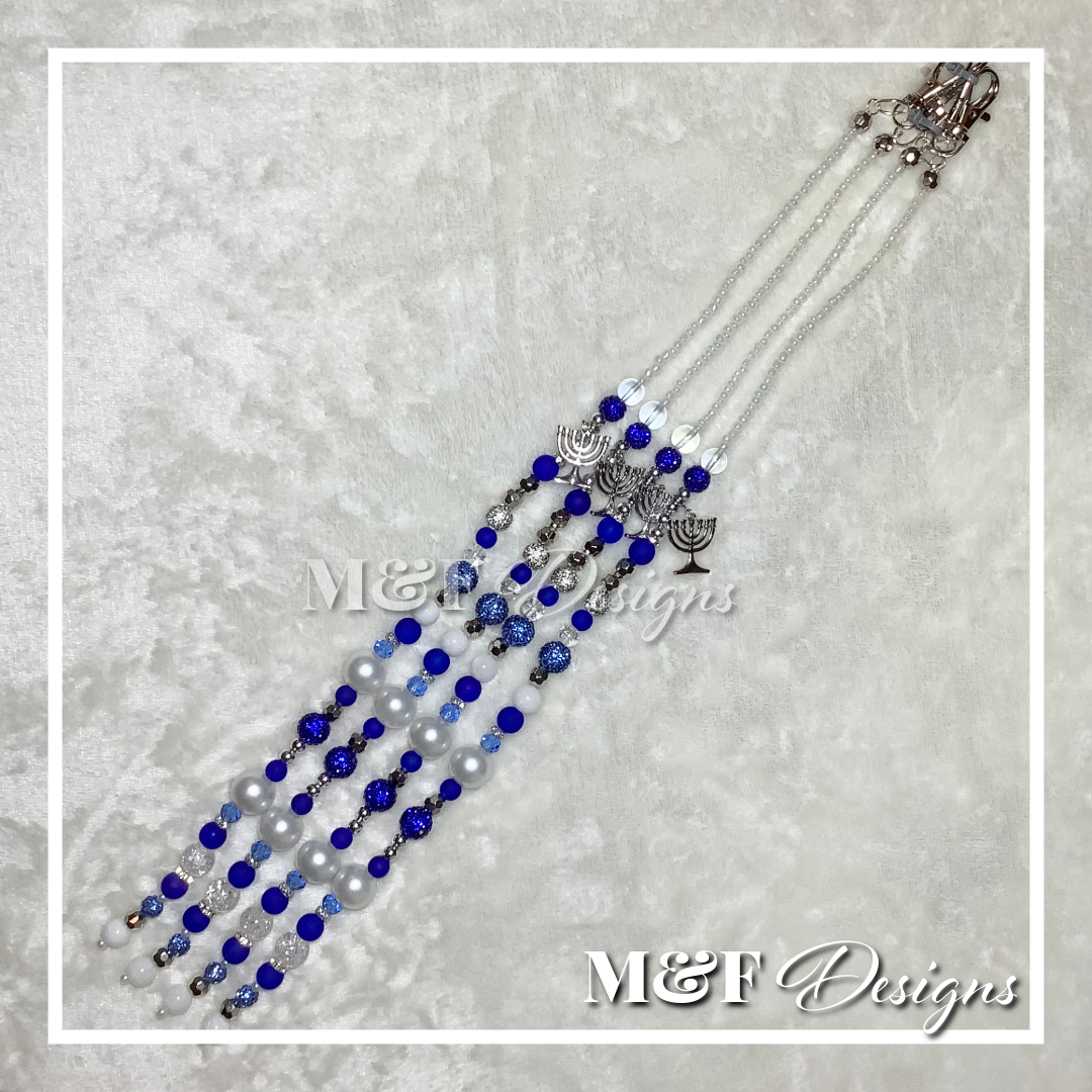 Beaded Tassel Set | 028 Royal Blue Silver