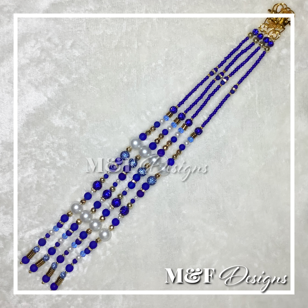 Beaded Tassel Set | 027 Royal Blue Gold