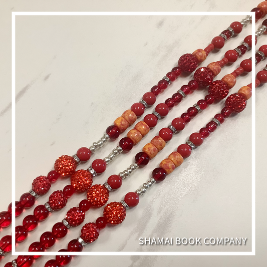 Beaded Tassel Set | 001 Deep Red Silver