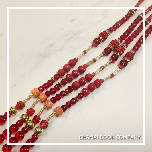 Beaded Tassel Set | 002 Deep Red Gold