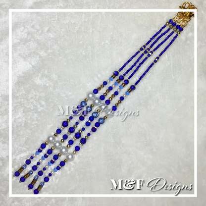 Beaded Tassel Set | 027 Royal Blue Gold
