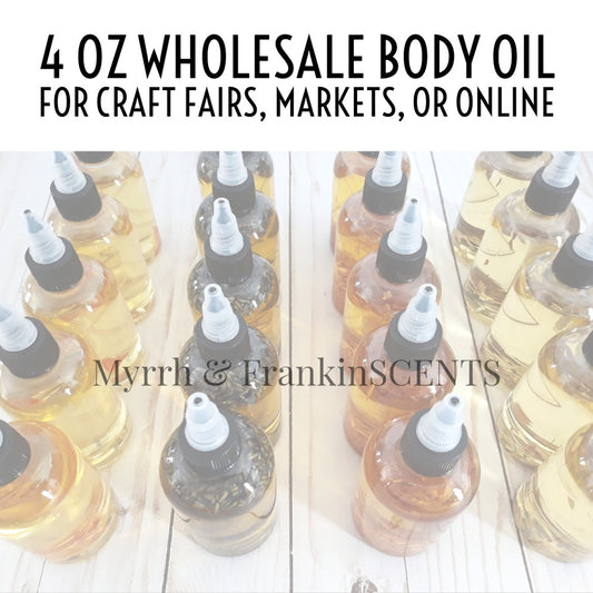 Bulk Wholesale Essential Oil Body Oil | 4 oz bottles for White Label for Craft Shows, Markets, and Vending Events